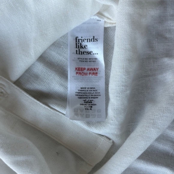Friends Like These Womens Long Sleeve Button Down Shirt Linen Front Pocket White - Picture 7 of 8